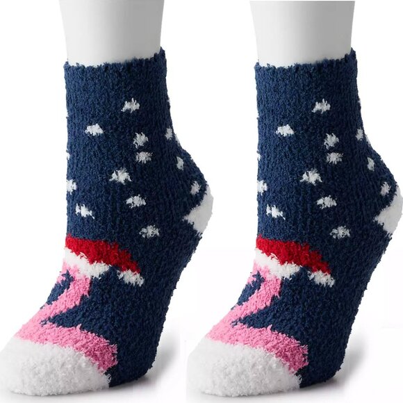 **3/$15* Fuzzy Pink Flamingo Slipper Socks - Picture 2 of 2